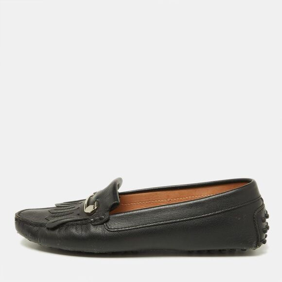 Tod´s Black Leather Fringe Detail Slip On Loafers Size 39,New Products : American Fashion Style Bags On Sale